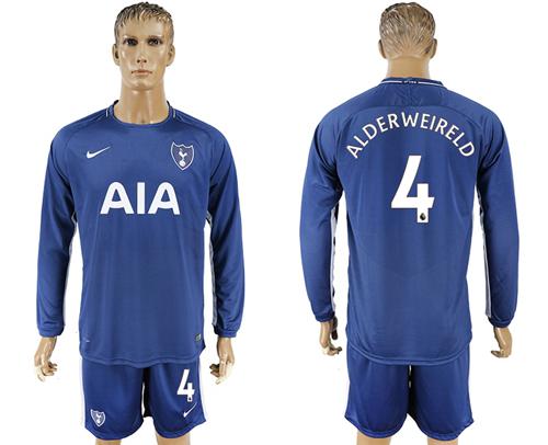 Tottenham Hotspur #4 Alderweireld Away Long Sleeves Soccer Club Jersey - Click Image to Close